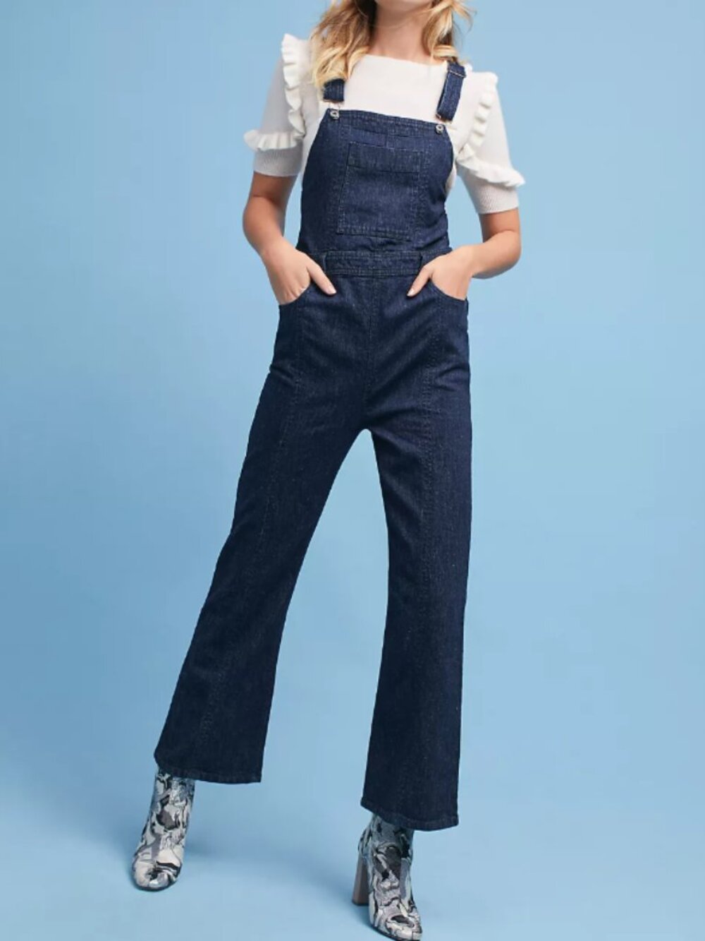 Anthropologie Pilcro Denim Overalls Dark Wash Women's Size 31 Flare Leg Hippie